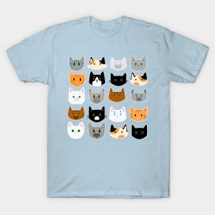 Cute Cats Pattern Calico, Tabby, Tuxedo, Ginger and Others T-Shirt